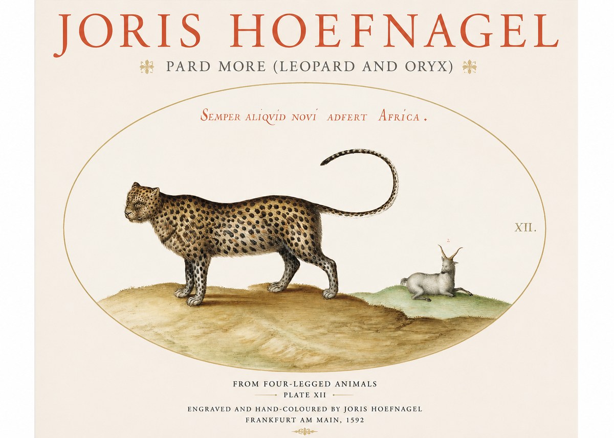 Joris Hoefnagel Pard More (Leopard and Oryx) No1 - Affiche