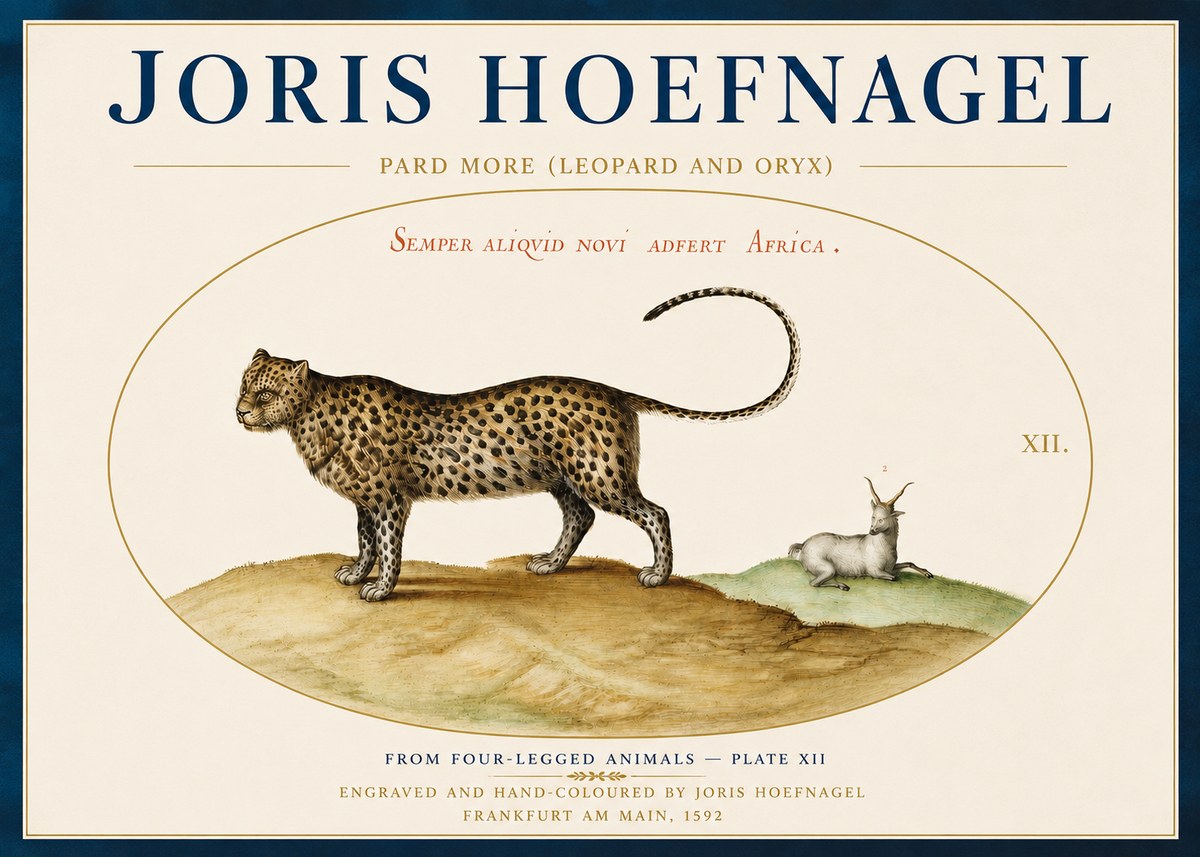 Joris Hoefnagel Pard More (Leopard and Oryx) No4 - Affiche
