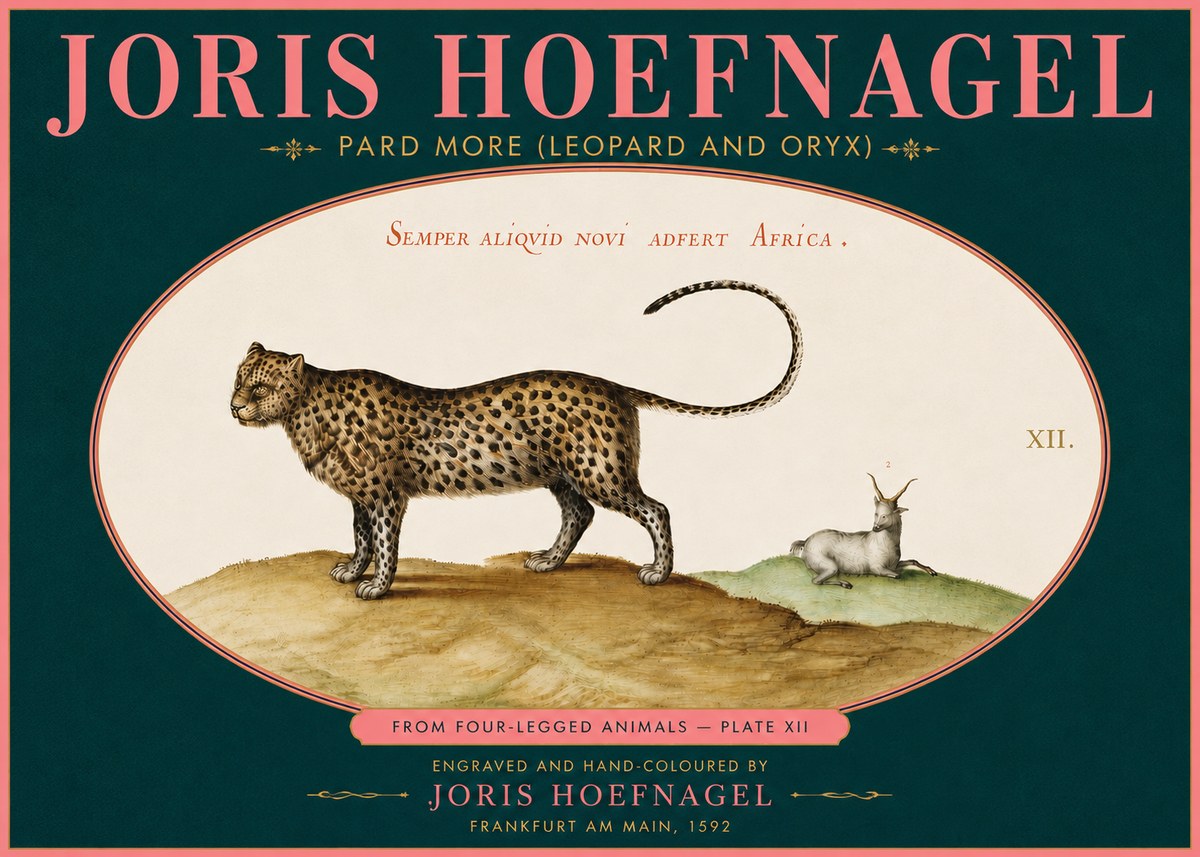 Joris Hoefnagel Pard More (Leopard and Oryx) No5 - Affiche