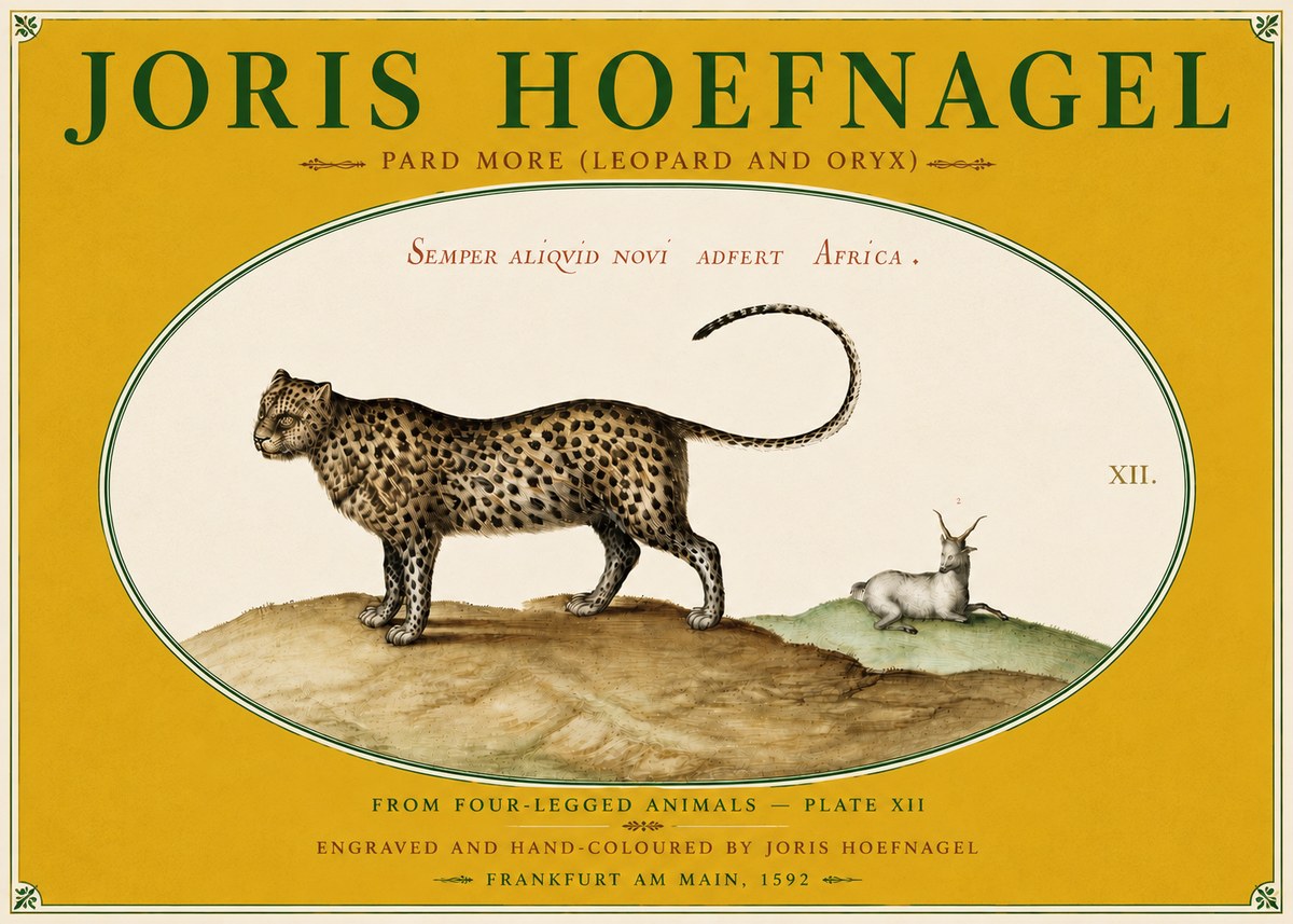 Joris Hoefnagel Pard More (Leopard and Oryx) No6 - Affiche