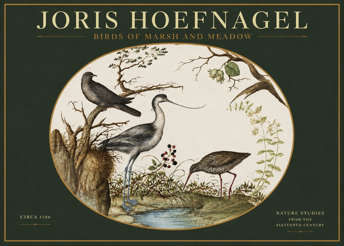 Joris Hoefnagel Birds of Marsh and Meadow No2 - Affiche