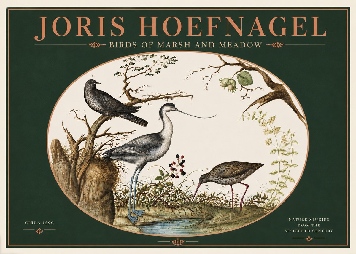 Joris Hoefnagel Birds of Marsh and Meadow No4 - Affiche
