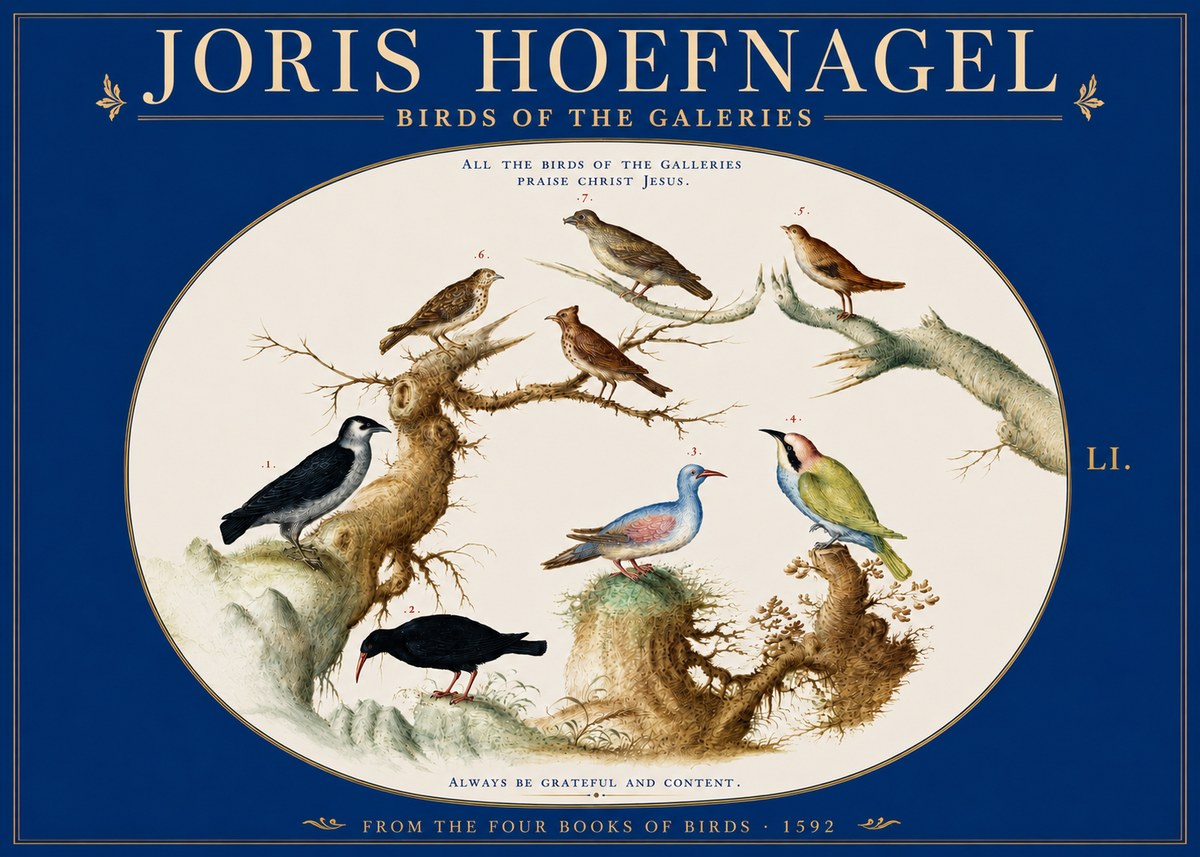 Joris Hoefnagel Birds of the Galeries No3 - Affiche