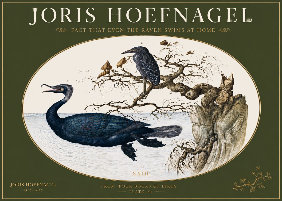 Joris Hoefnagel Fact That Even the Raven Swims at Home No3 - Affiche