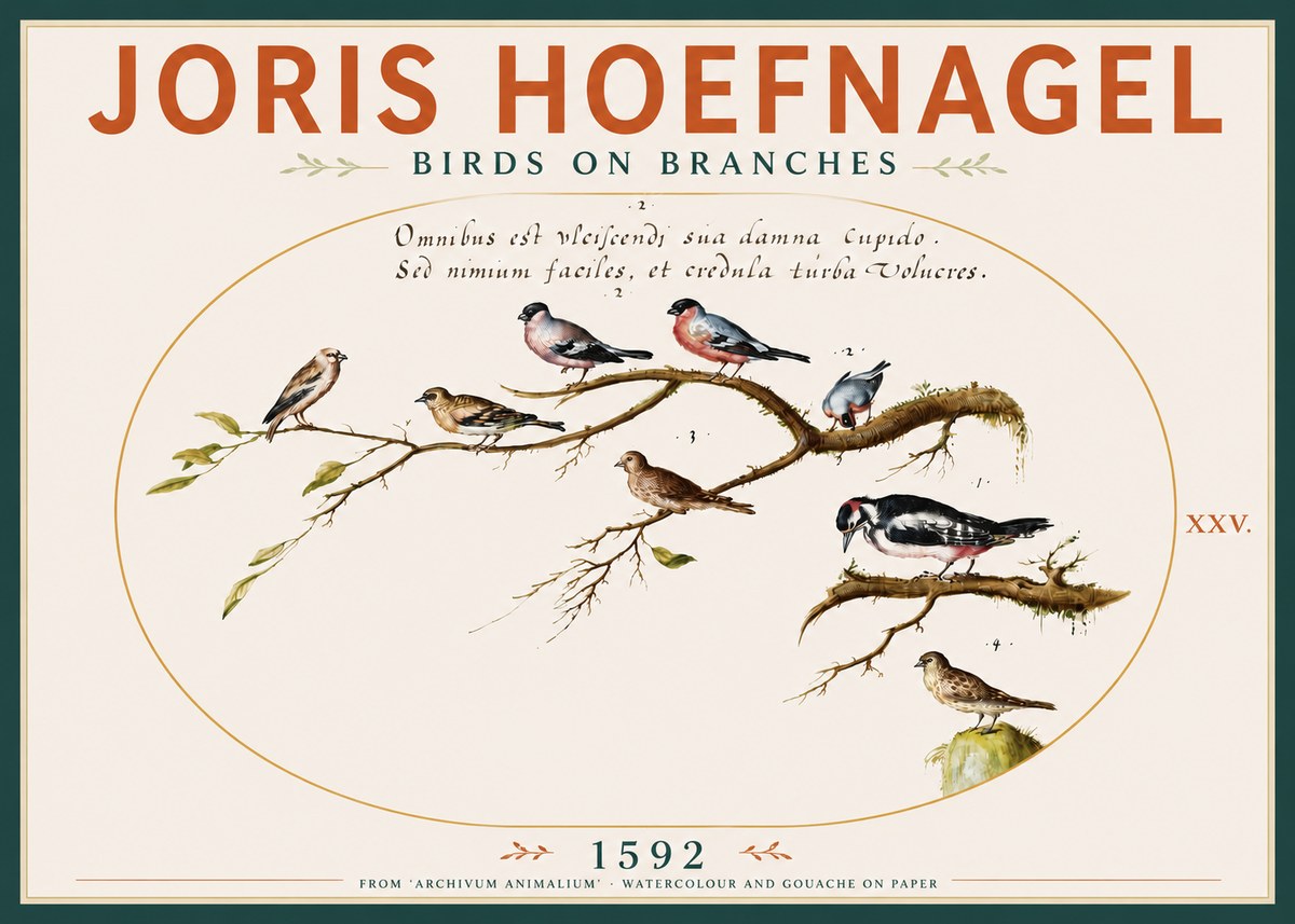 Joris Hoefnagel Birds on Branches No4 - Affiche