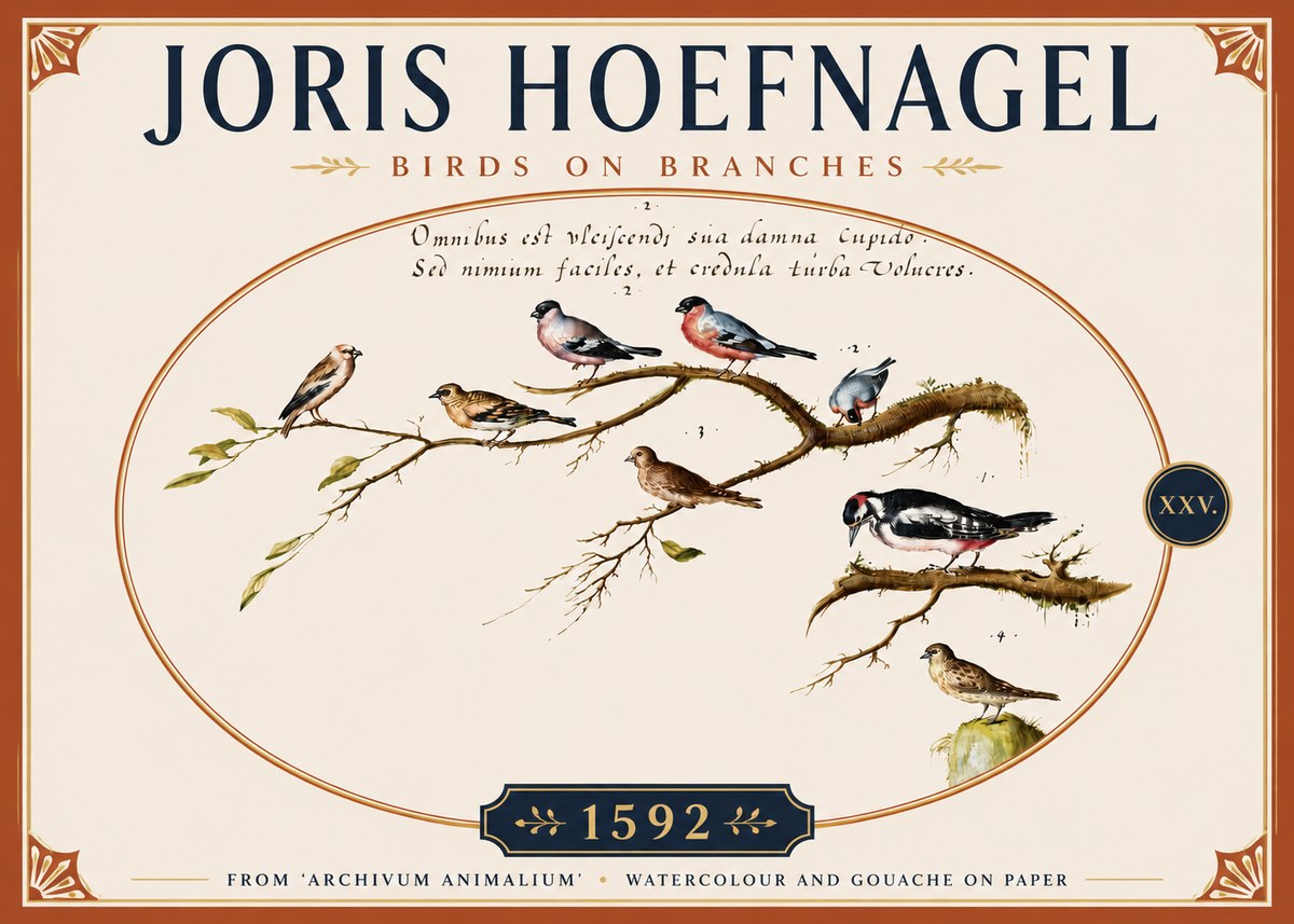 Joris Hoefnagel Birds on Branches No5 - Affiche