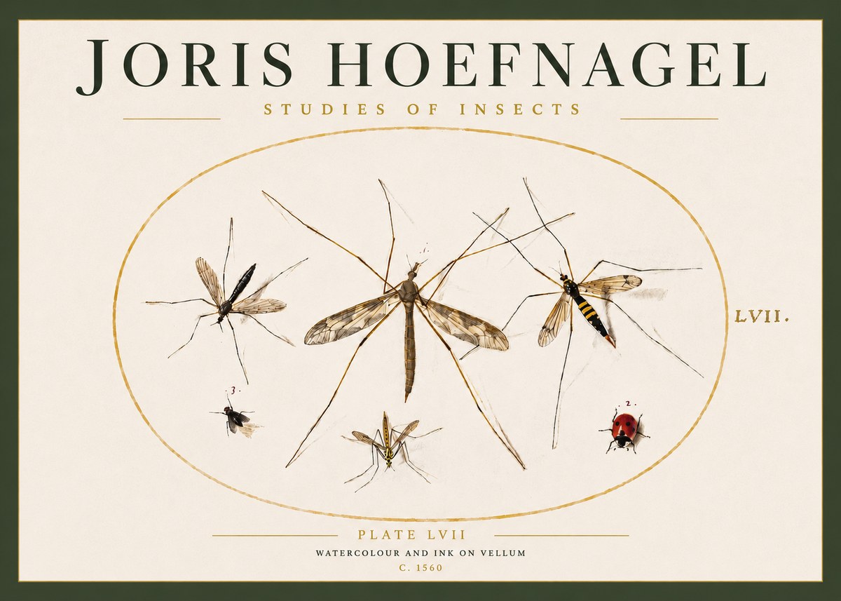 Joris Hoefnagel Studies of Insects II No3 - Affiche