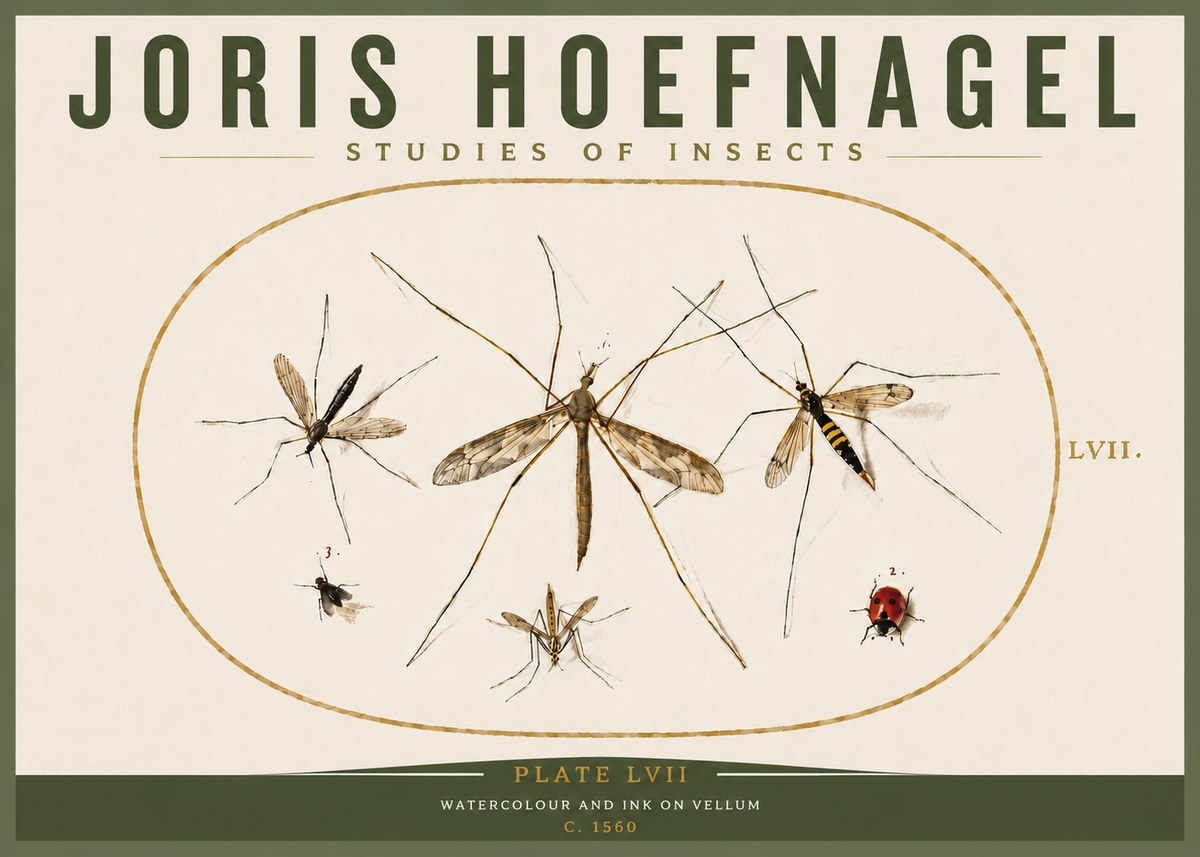 Joris Hoefnagel Studies of Insects II No5 - Affiche