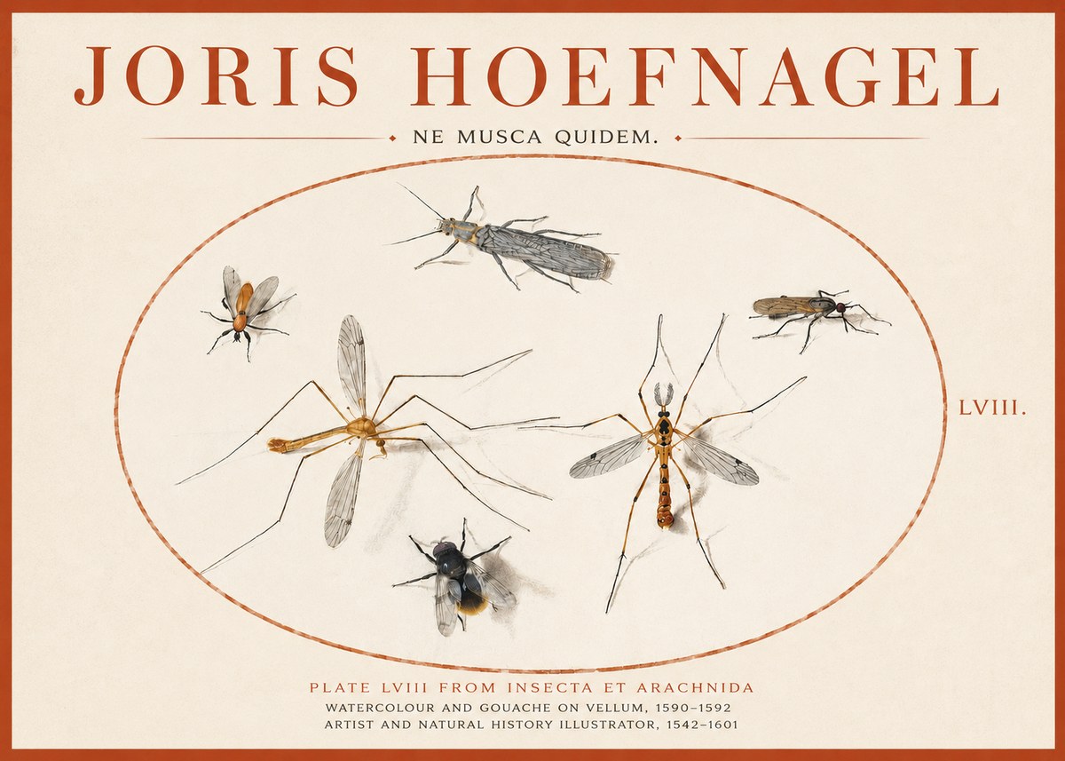 Joris Hoefnagel Plate Lviii from Insecta Et Arachnida No3 - Affiche