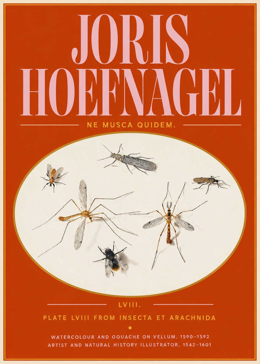 Joris Hoefnagel Plate Lviii from Insecta Et Arachnida No5 - Affiche