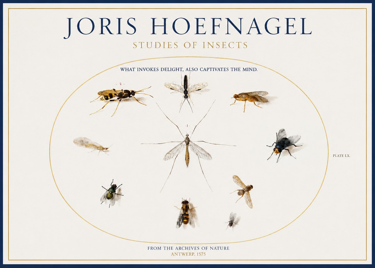 Joris Hoefnagel Studies of Insects III No1 - Affiche