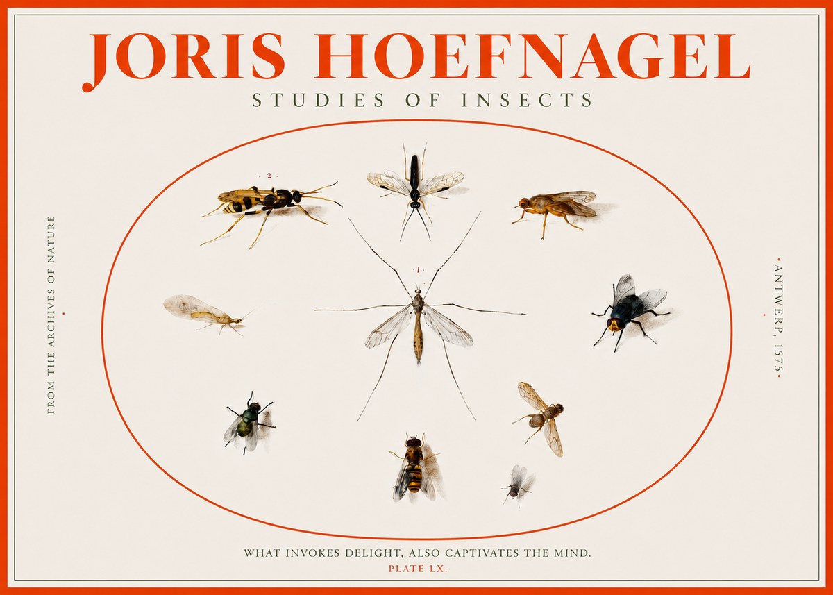 Joris Hoefnagel Studies of Insects III No2 - Affiche