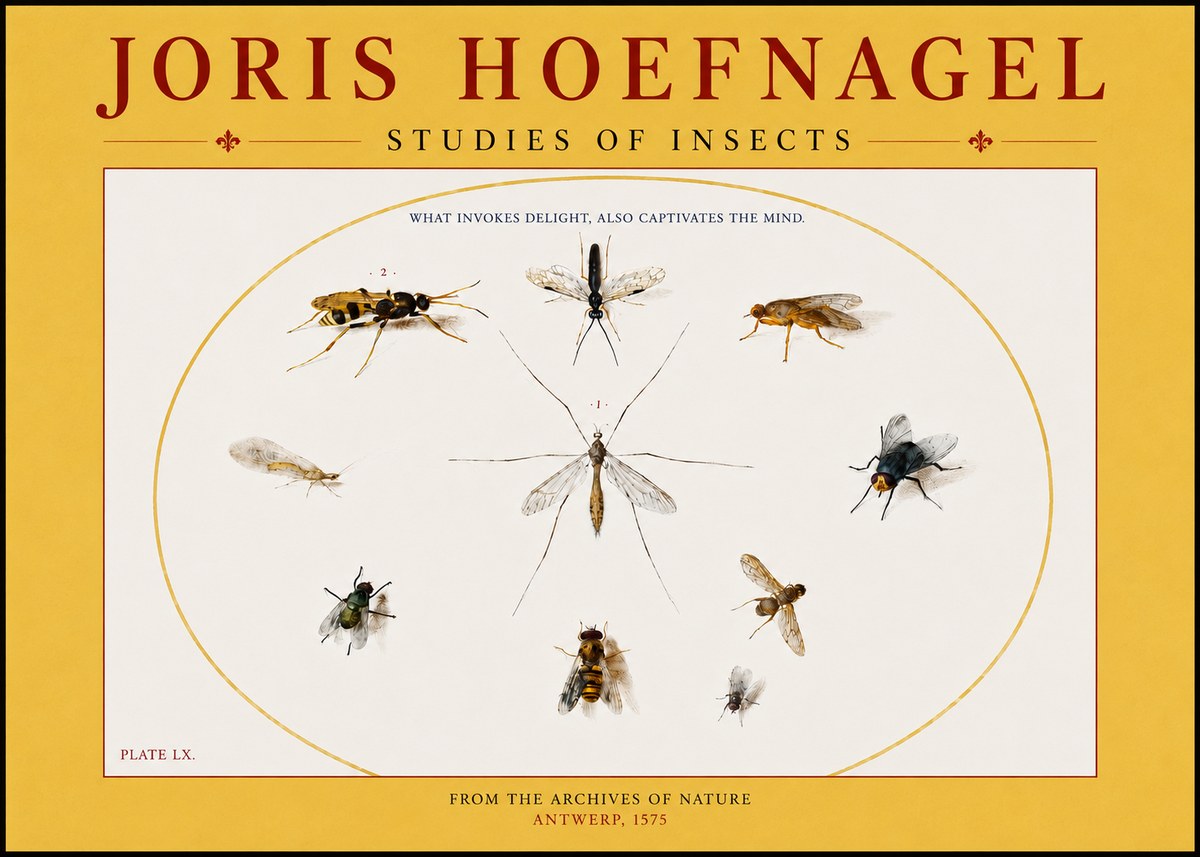 Joris Hoefnagel Studies of Insects III No4 - Affiche