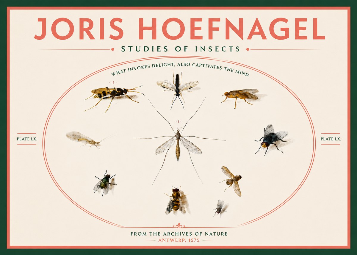 Joris Hoefnagel Studies of Insects III No6 - Affiche
