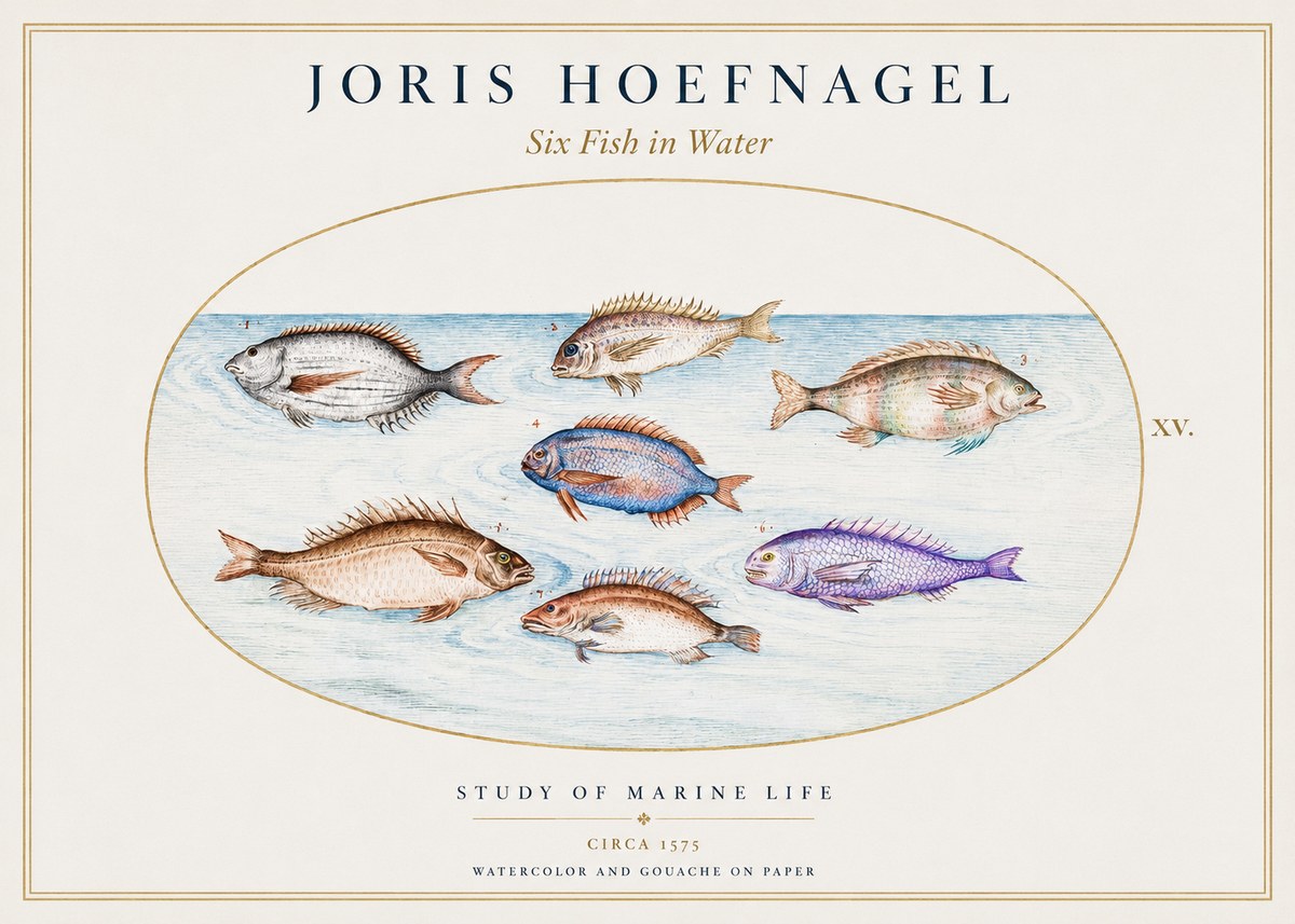 Joris Hoefnagel Six Fish in Water No1 - Affiche