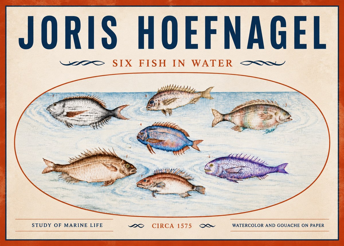 Joris Hoefnagel Six Fish in Water No5 - Affiche