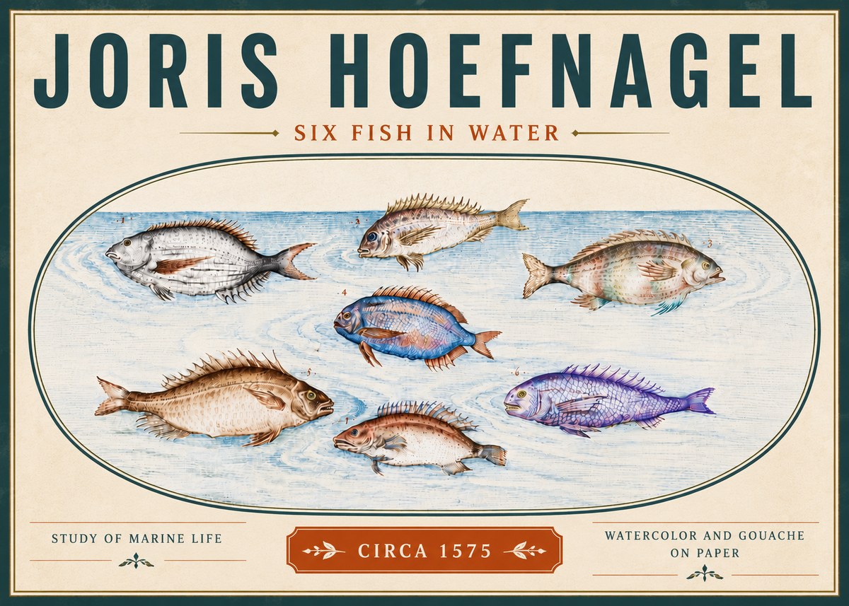Joris Hoefnagel Six Fish in Water No6 - Affiche