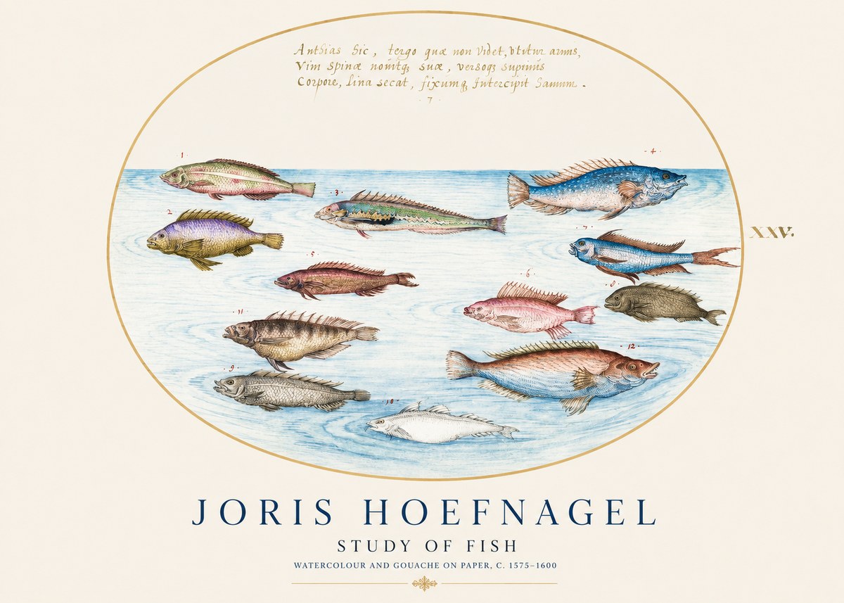 Joris Hoefnagel Study of Fish No1 - Affiche