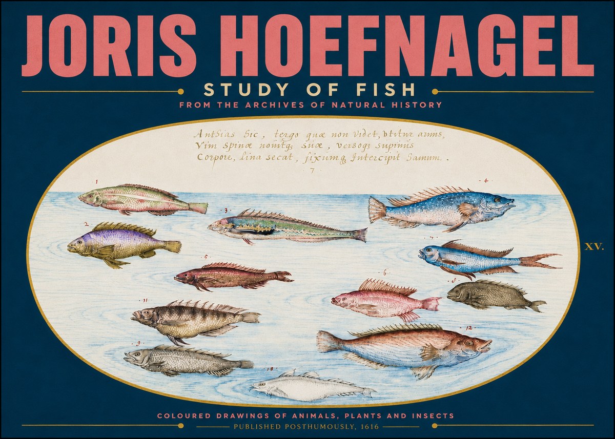 Joris Hoefnagel Study of Fish No4 - Affiche