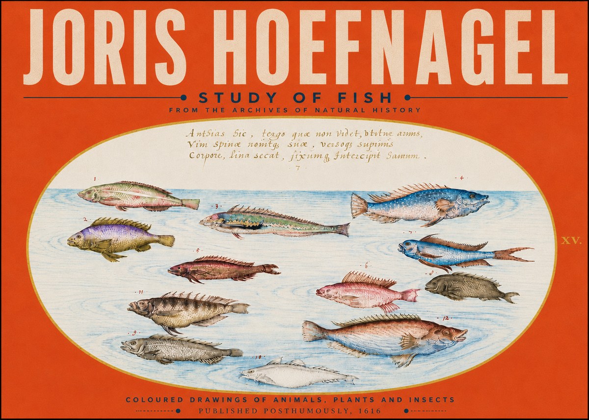 Joris Hoefnagel Study of Fish No5 - Affiche