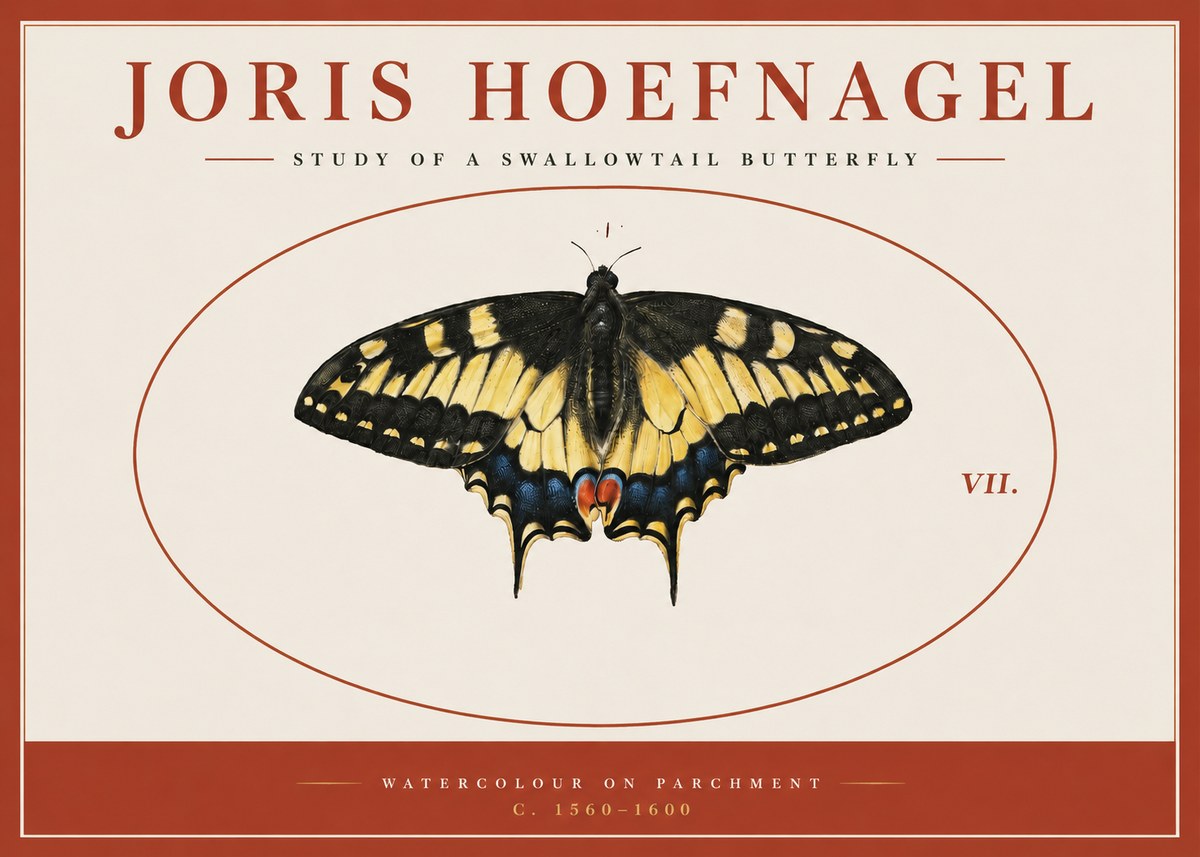 Joris Hoefnagel Study of a Swallowtail Butterfly No3 - Affiche