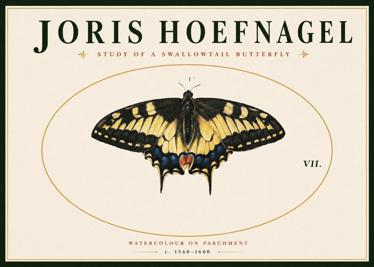 Joris Hoefnagel Study of a Swallowtail Butterfly No4 - Affiche