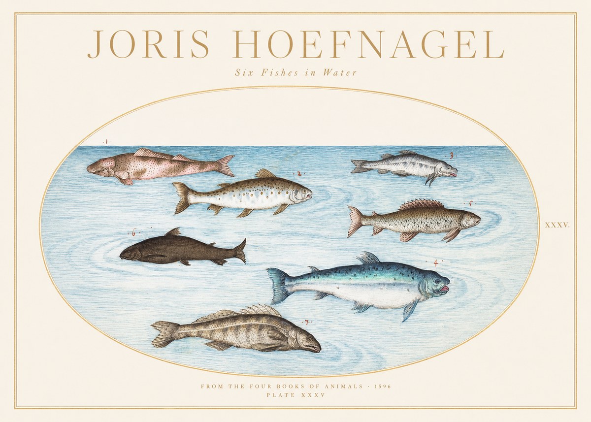 Joris Hoefnagel Six Fishes in Water I No1 - Affiche
