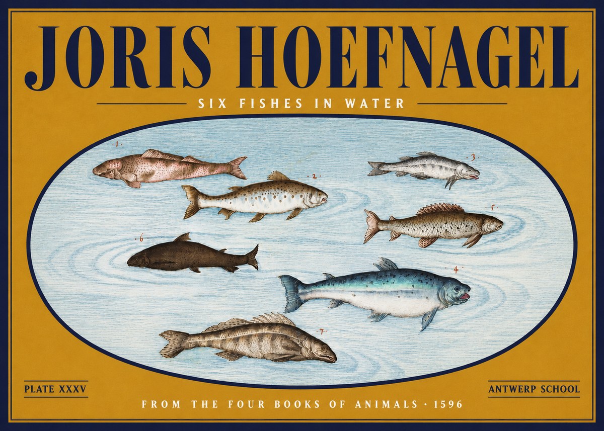 Joris Hoefnagel Six Fishes in Water I No4 - Affiche
