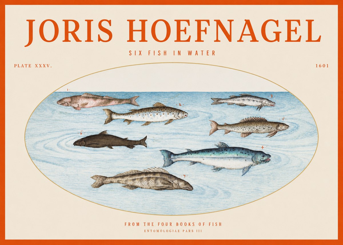 Joris Hoefnagel Six Fishes in Water I No6 - Affiche