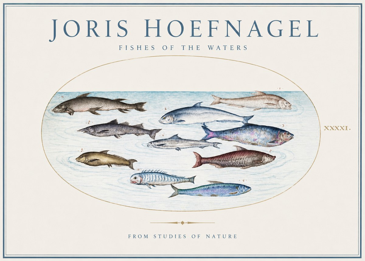 Joris Hoefnagel Fishes of the Waters II No1 - Affiche