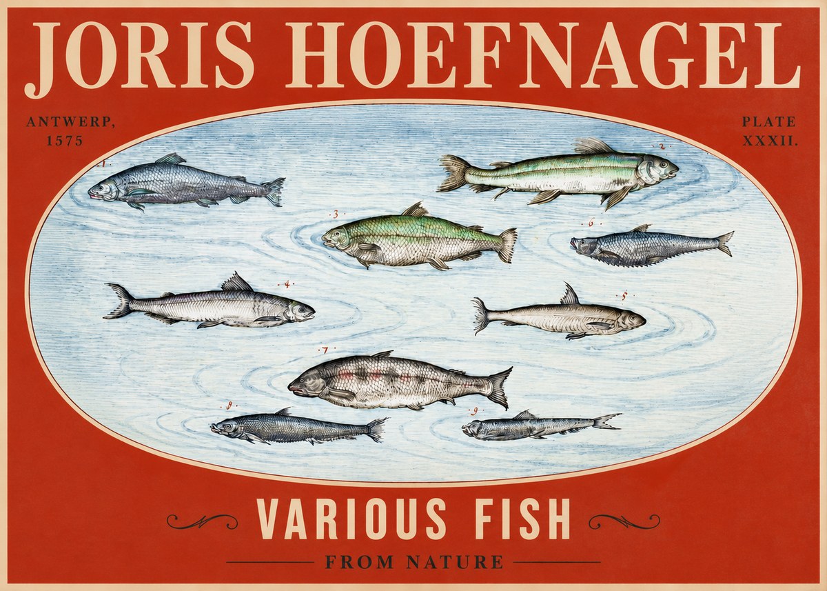 Joris Hoefnagel Various Fish from Nature No2 - Affiche
