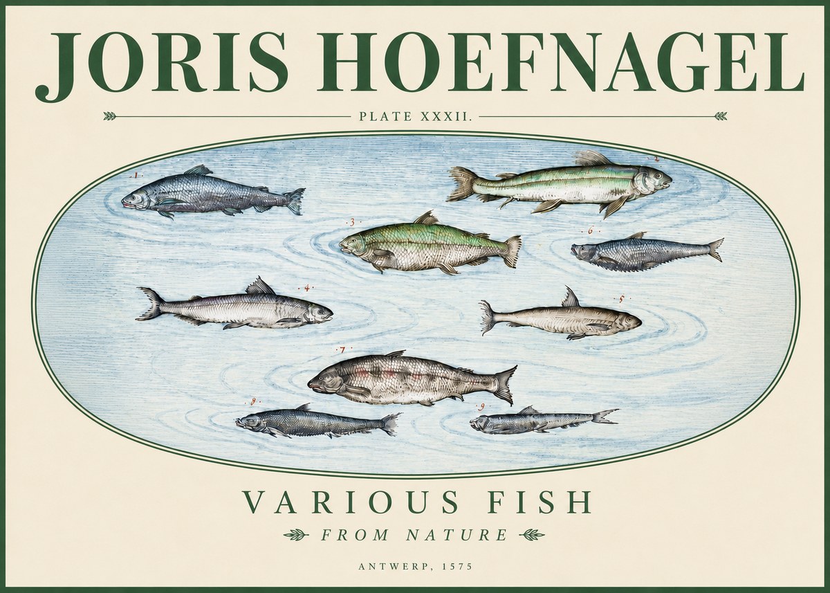 Joris Hoefnagel Various Fish from Nature No3 - Affiche