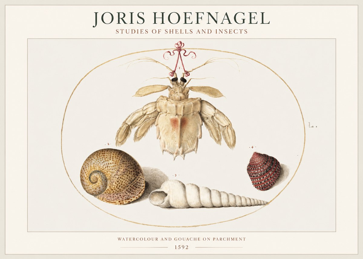Joris Hoefnagel Studies of Shells and Insects No1 - Affiche