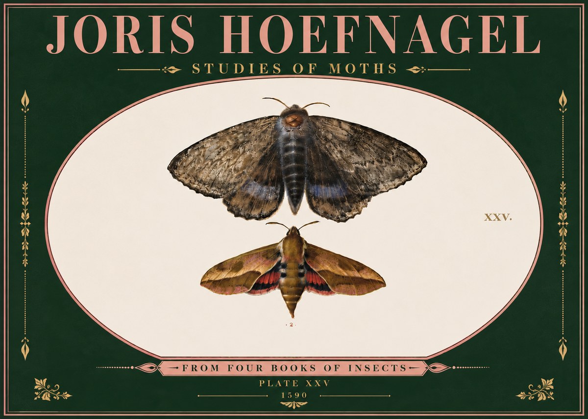 Joris Hoefnagel Studies of Moths I No6 - Affiche