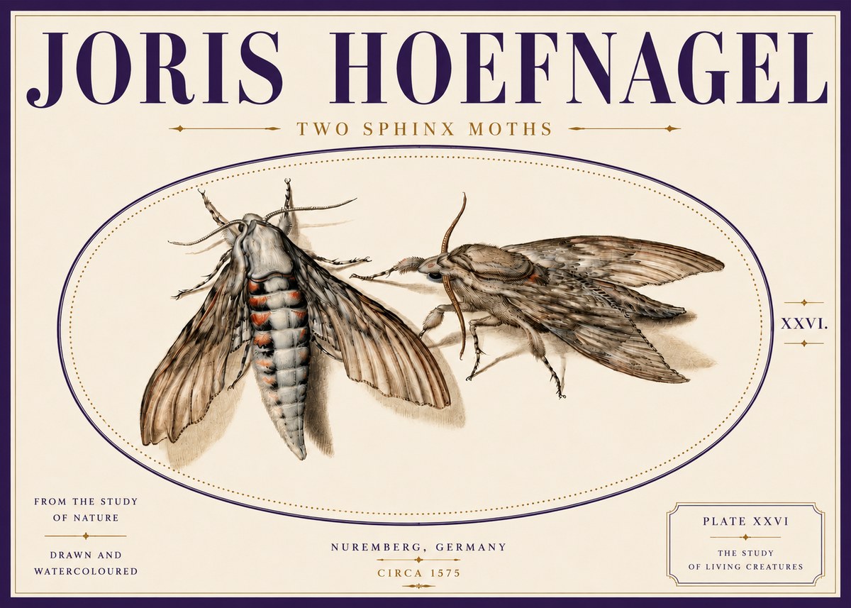 Joris Hoefnagel Two Sphinx Moths No5 - Affiche