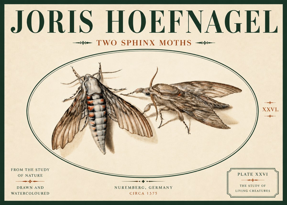 Joris Hoefnagel Two Sphinx Moths No6 - Affiche