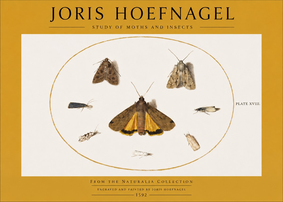 Joris Hoefnagel Study of Moths and Insects No2 - Affiche