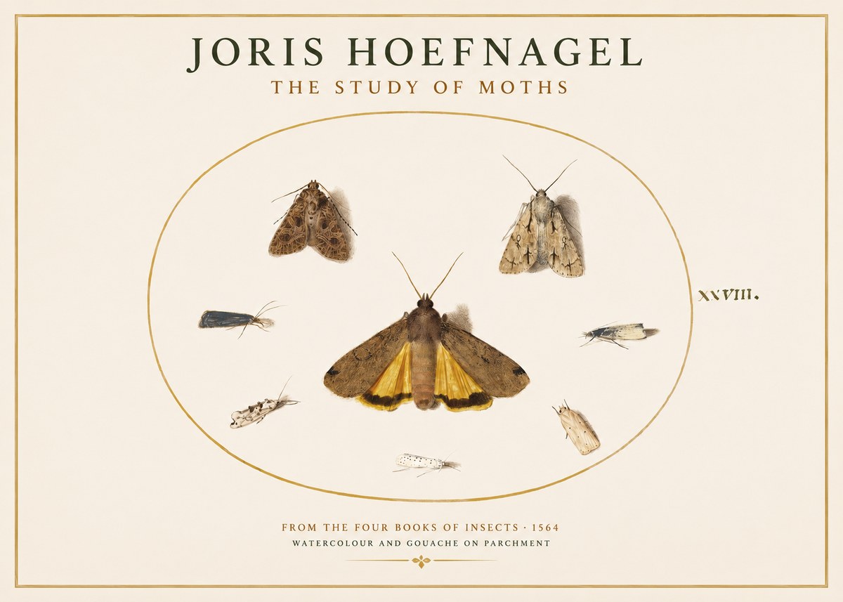 Joris Hoefnagel Study of Moths and Insects No4 - Affiche