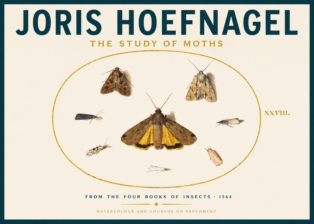 Joris Hoefnagel Study of Moths and Insects No6 - Affiche