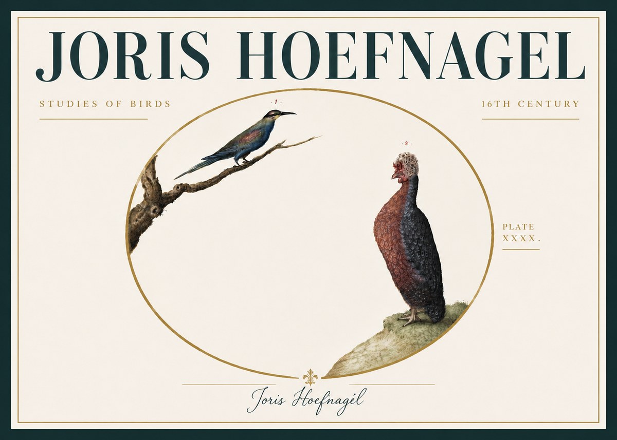 Joris Hoefnagel Studies of Birds I No6 - Affiche