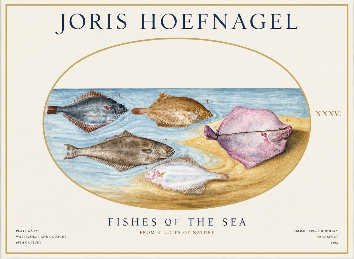 Joris Hoefnagel Fishes of the Sea II No1 - Affiche