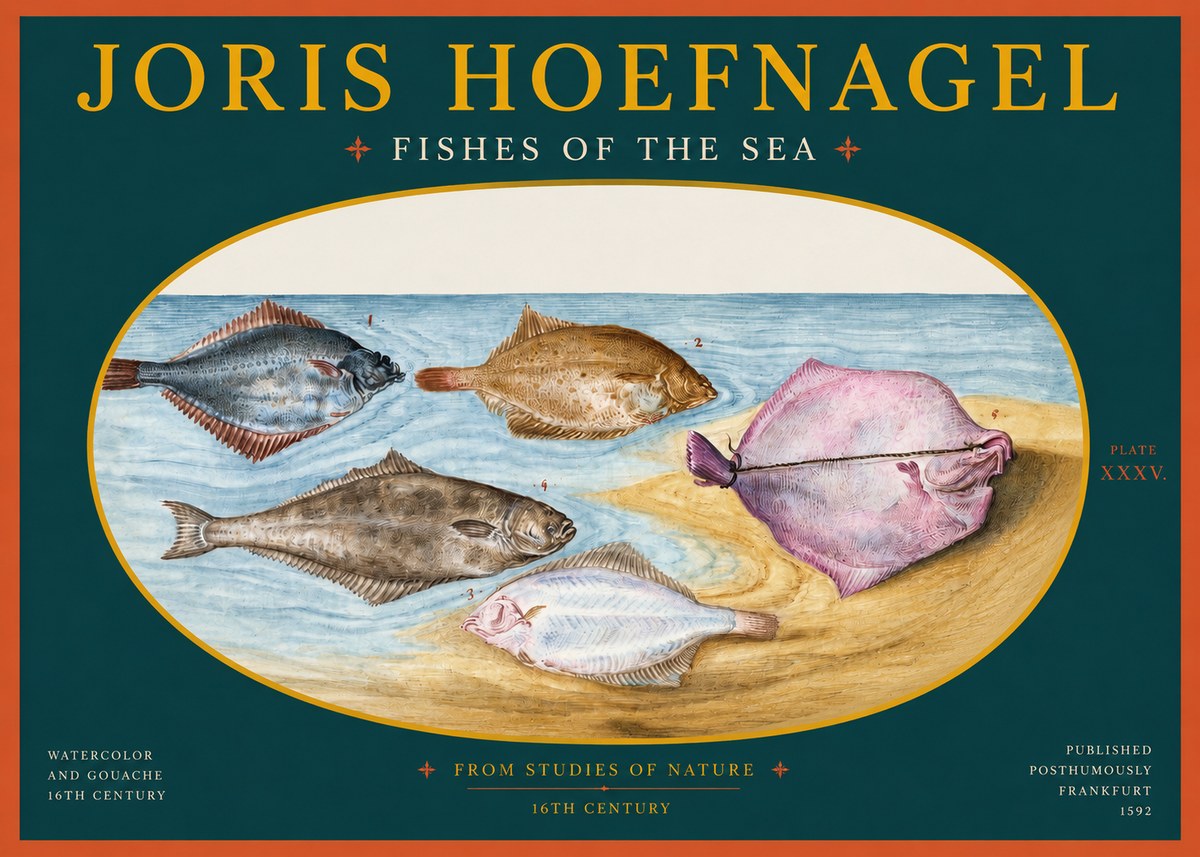 Joris Hoefnagel Fishes of the Sea II No2 - Affiche