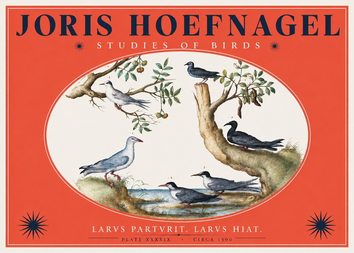 Joris Hoefnagel Studies of Birds II No2 - Affiche