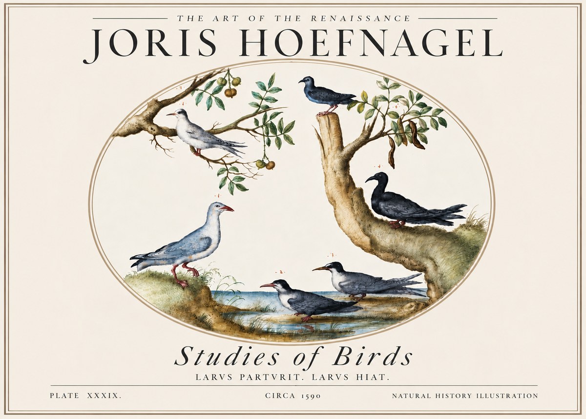 Joris Hoefnagel Studies of Birds II No5 - Affiche
