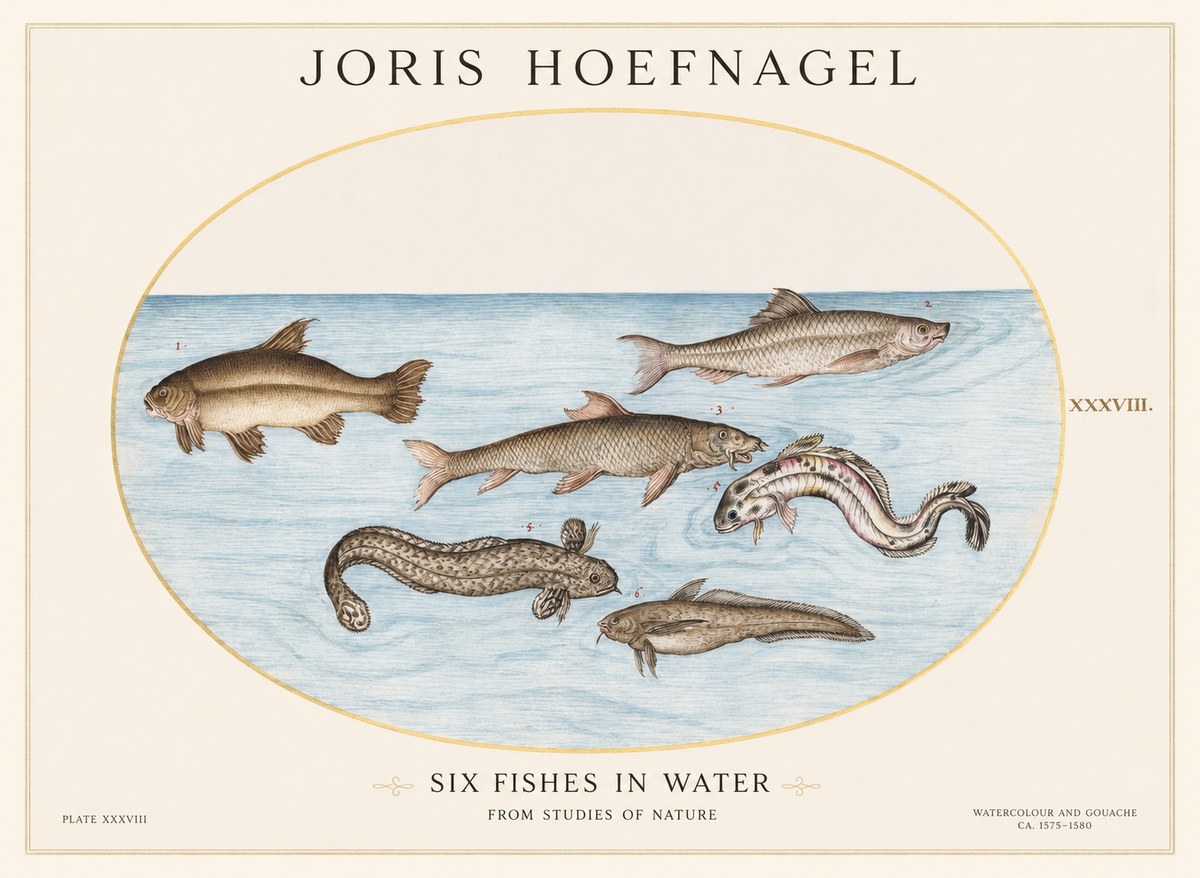 Joris Hoefnagel Six Fishes in Water II No1 - Affiche