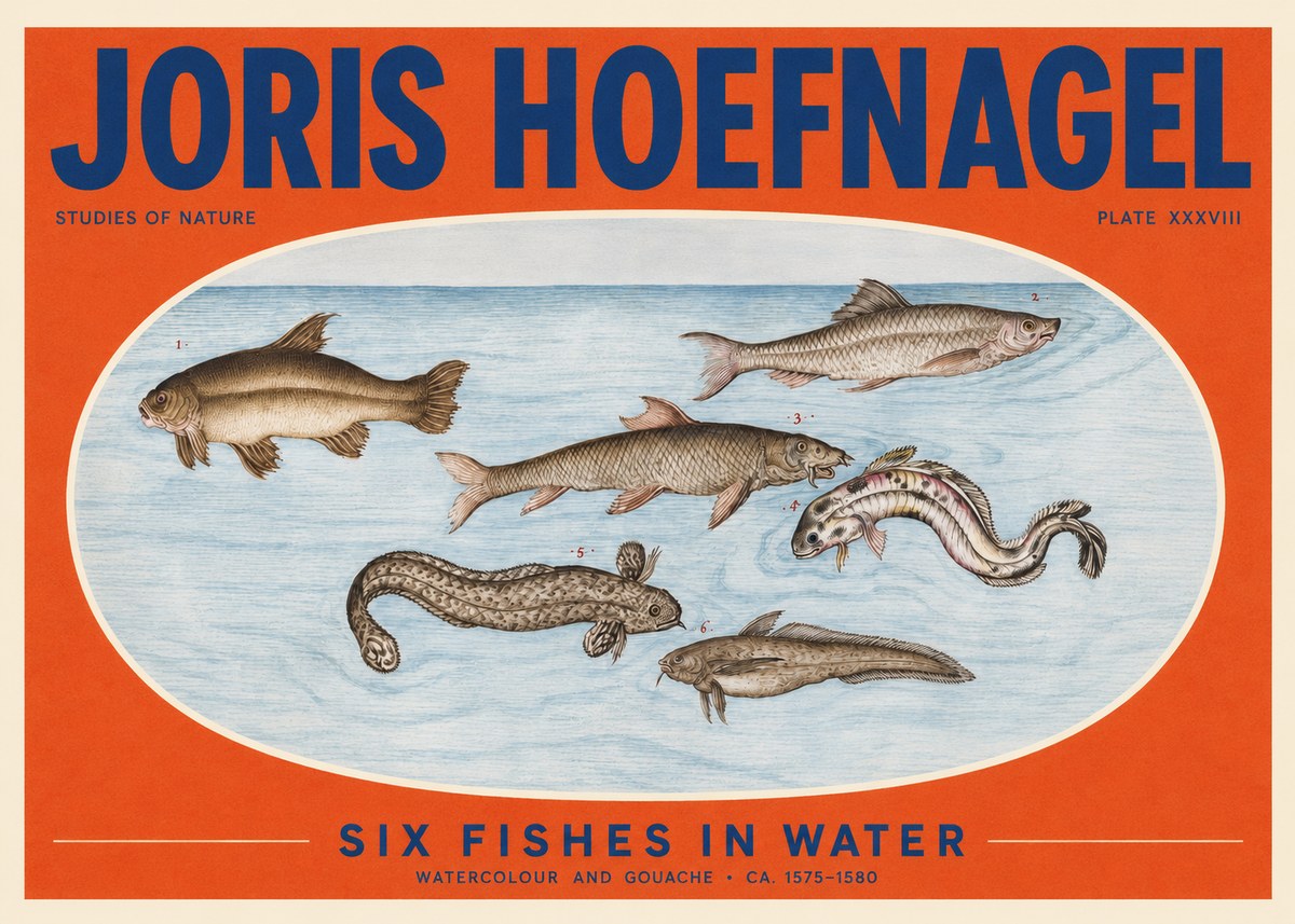 Joris Hoefnagel Six Fishes in Water II No2 - Affiche