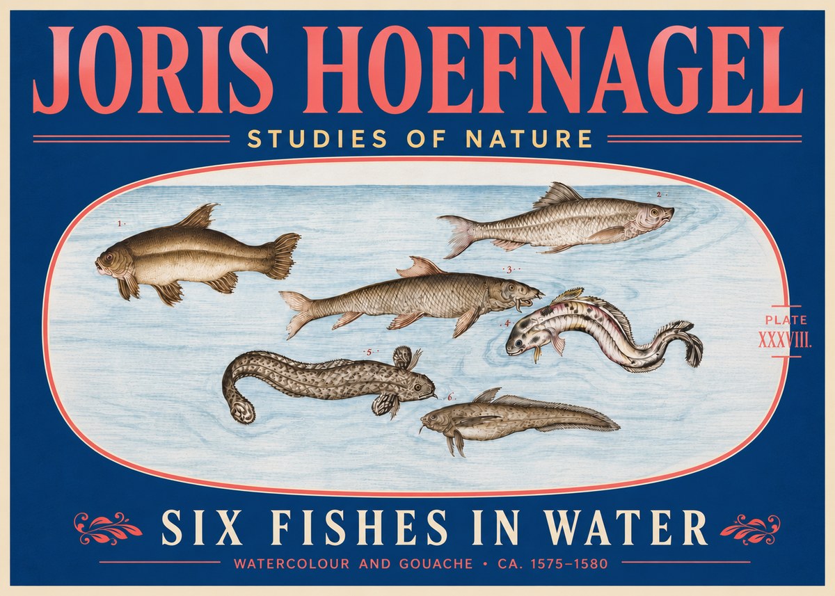Joris Hoefnagel Six Fishes in Water II No5 - Affiche