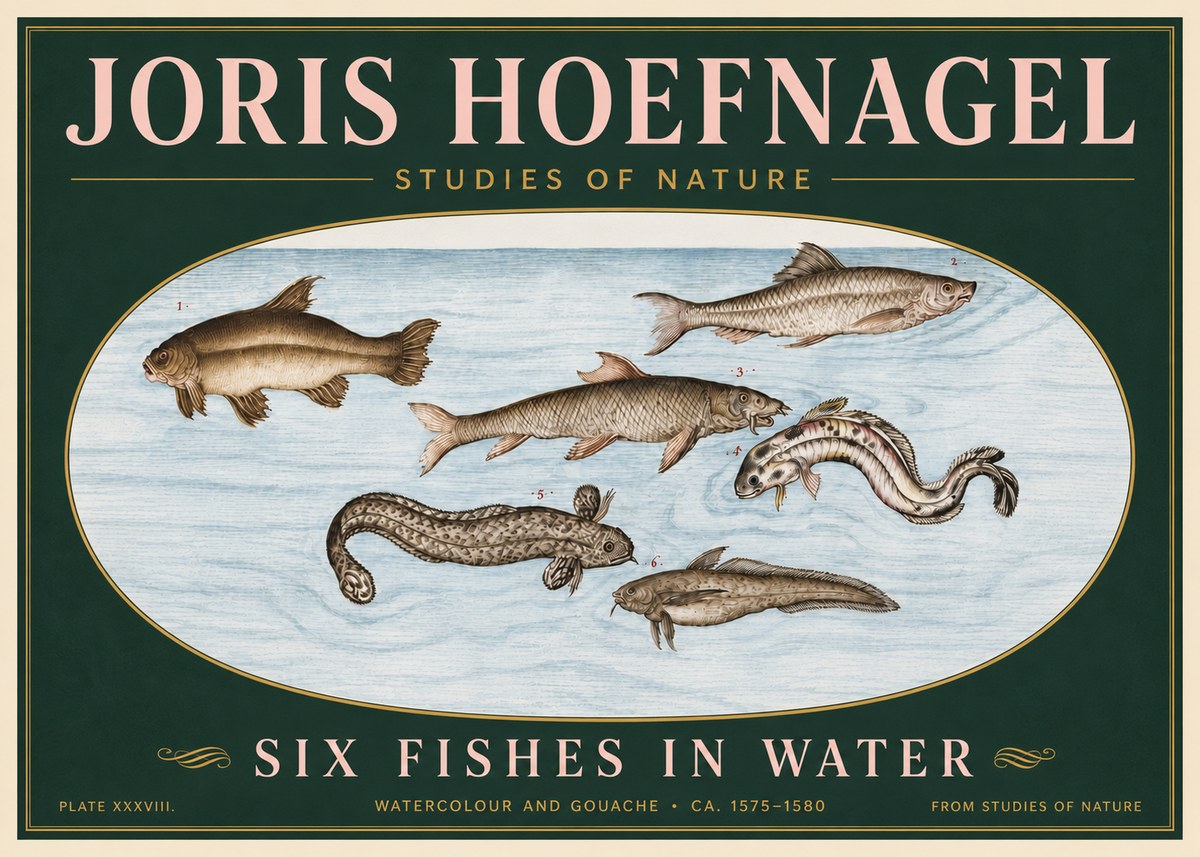 Joris Hoefnagel Six Fishes in Water II No6 - Affiche