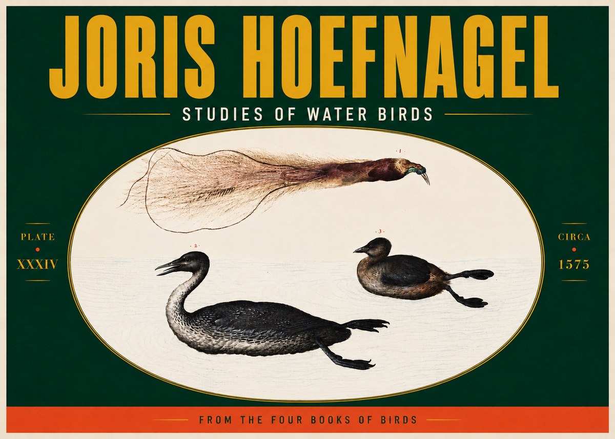 Joris Hoefnagel Studies of Water Birds No5 - Affiche