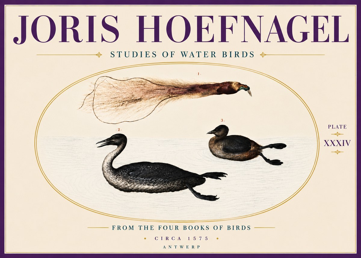 Joris Hoefnagel Studies of Water Birds No6 - Affiche